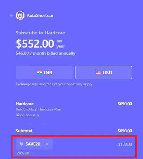 AutoShorts.ai latest coupon